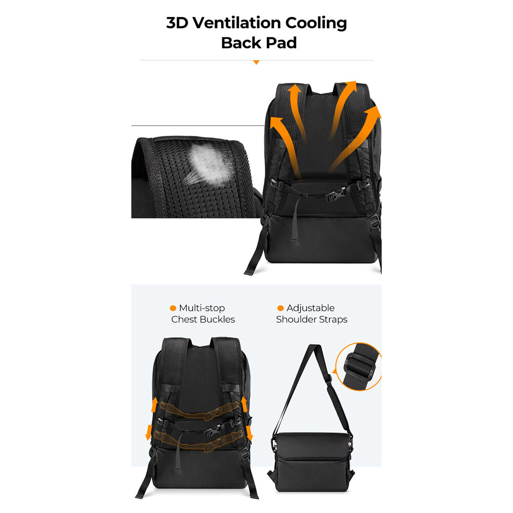 Mochila K&F Concept 2-in-1 / Shoulder Bag (Negro, 22L) - vista lateral