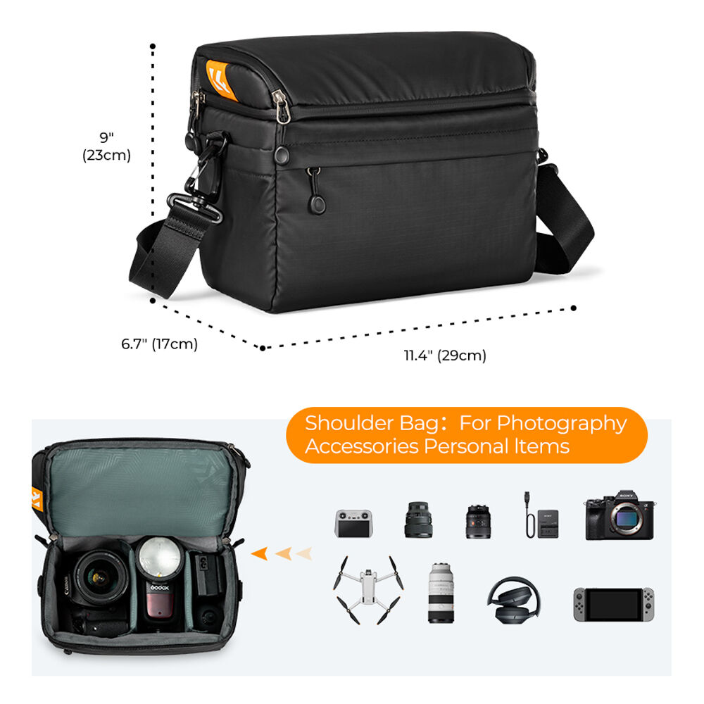 Mochila K&F Concept 2-in-1 / Shoulder Bag (Negro, 22L) - puertos y conexiones