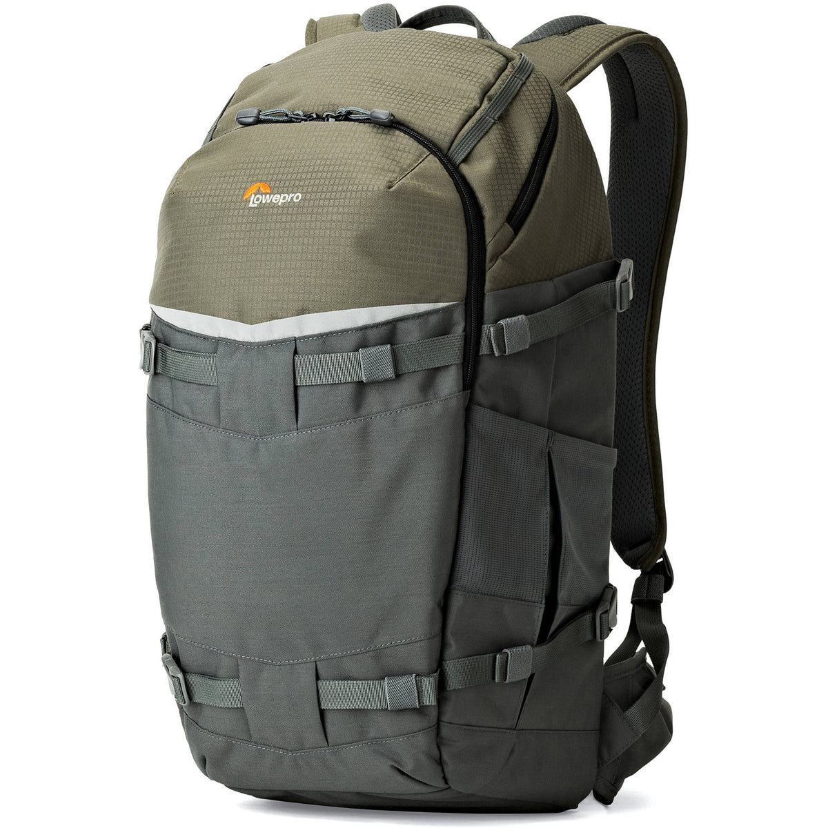 Mochila Lowepro Flipside Trek BP 450 AW (Gris/Dark Verde) - vista frontal