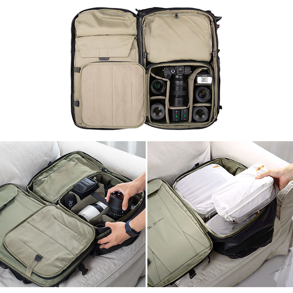 Mochila PGYTECH OneMo Travel (Verde oliva Verde, 35L) - en uso
