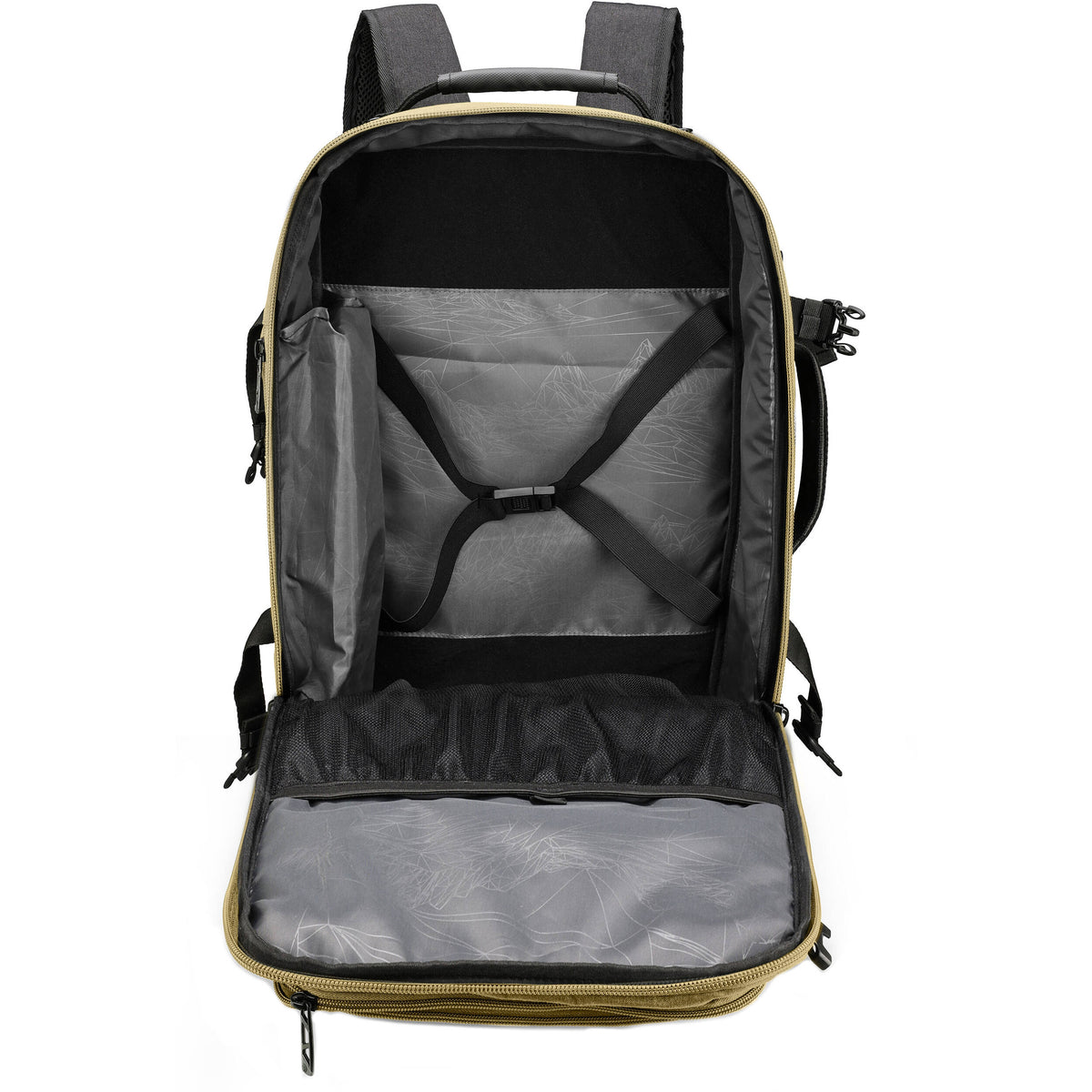 Mochila Swissdigital Berg Pro XL (Dark Khaki, 37L) - puertos y conexiones