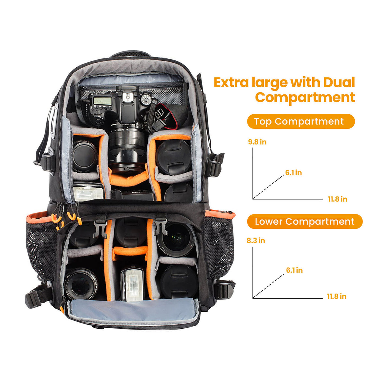 Mochila TARION PB-01 Professional 2-in-1 (Negro, 25L) - vista trasera