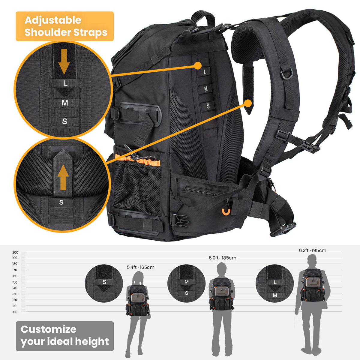 Mochila TARION PB-01 Professional 2-in-1 (Negro, 25L) - en uso