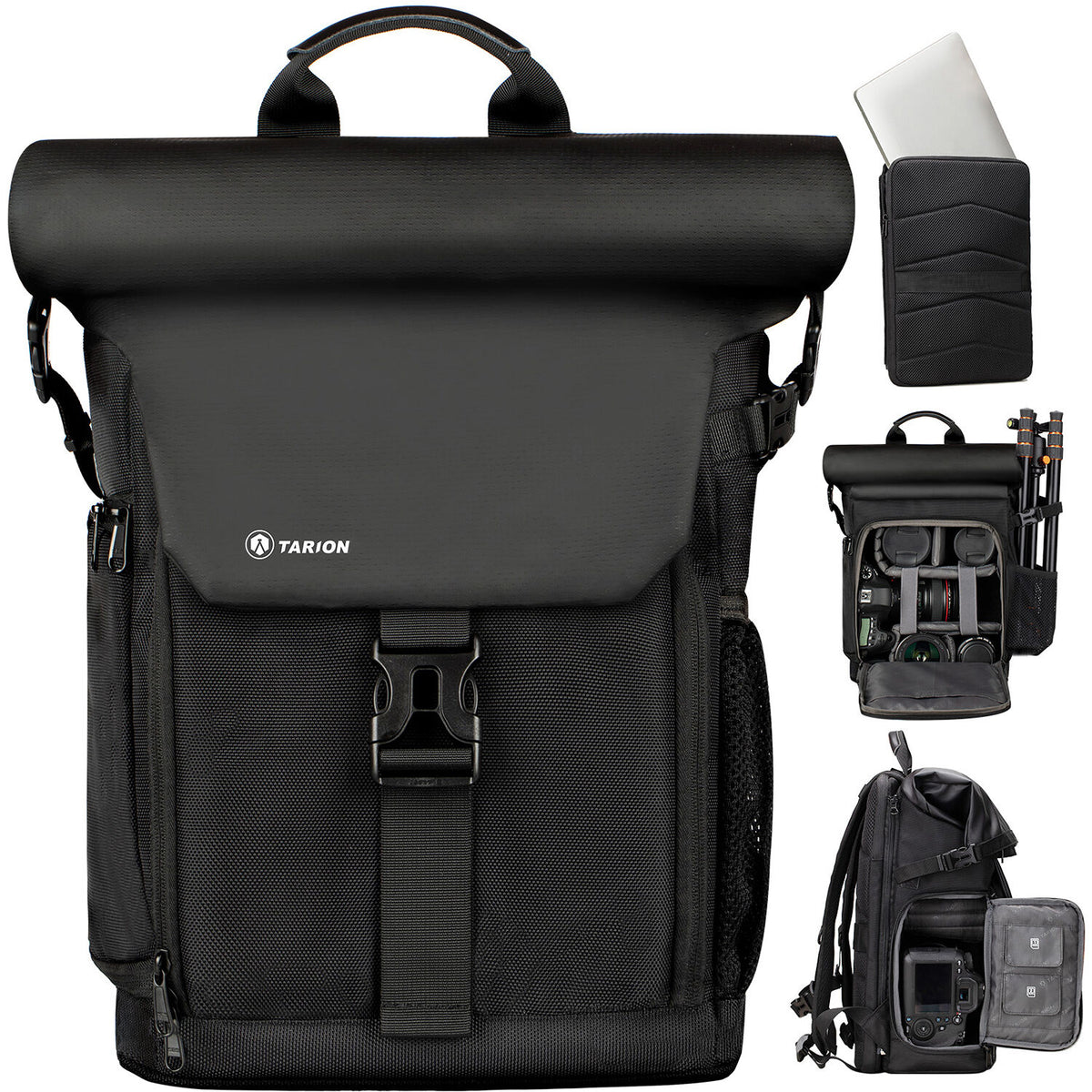 Mochila TARION SP-01 Rolltop (Negro, 20.5L) - vista frontal