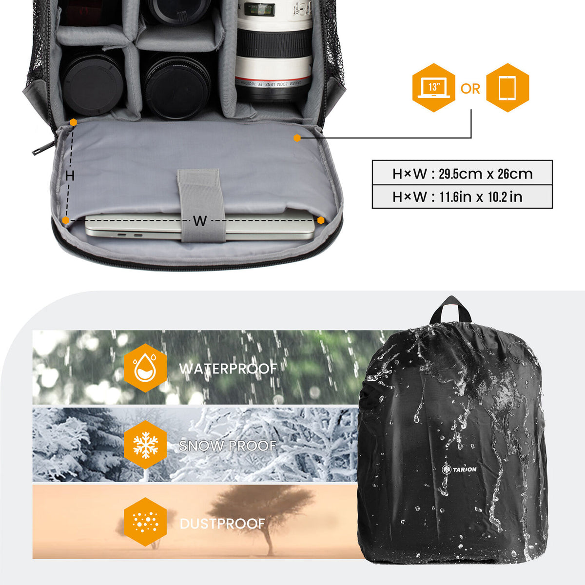 Mochila TARION TBS (Negro) - detalle