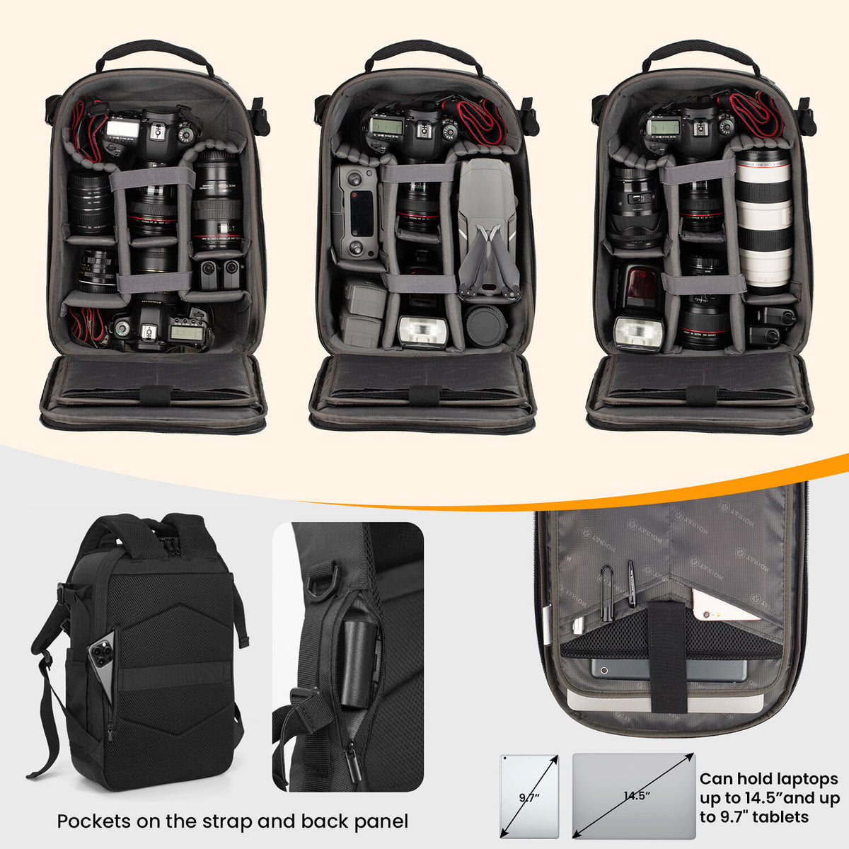 Mochila TARION TRH Hard-Shell (Negro, 12L) - puertos y conexiones