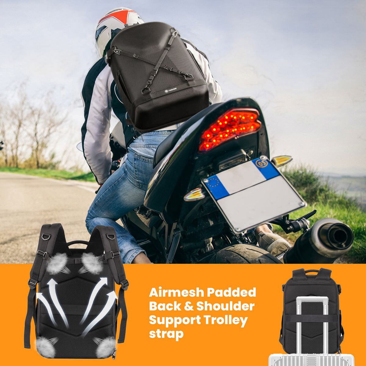 Mochila TARION TRH Hard-Shell (Negro, 12L) - contenido de la caja