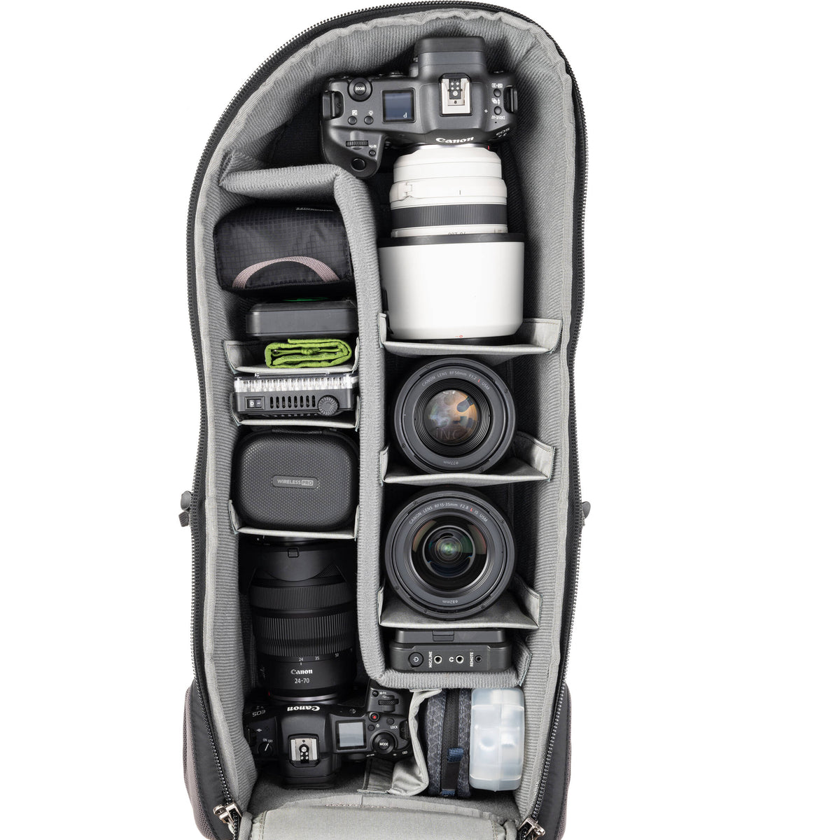 Mochila Think Tank Photo BackLight largo Lens (Slate Negro) - contenido de la caja