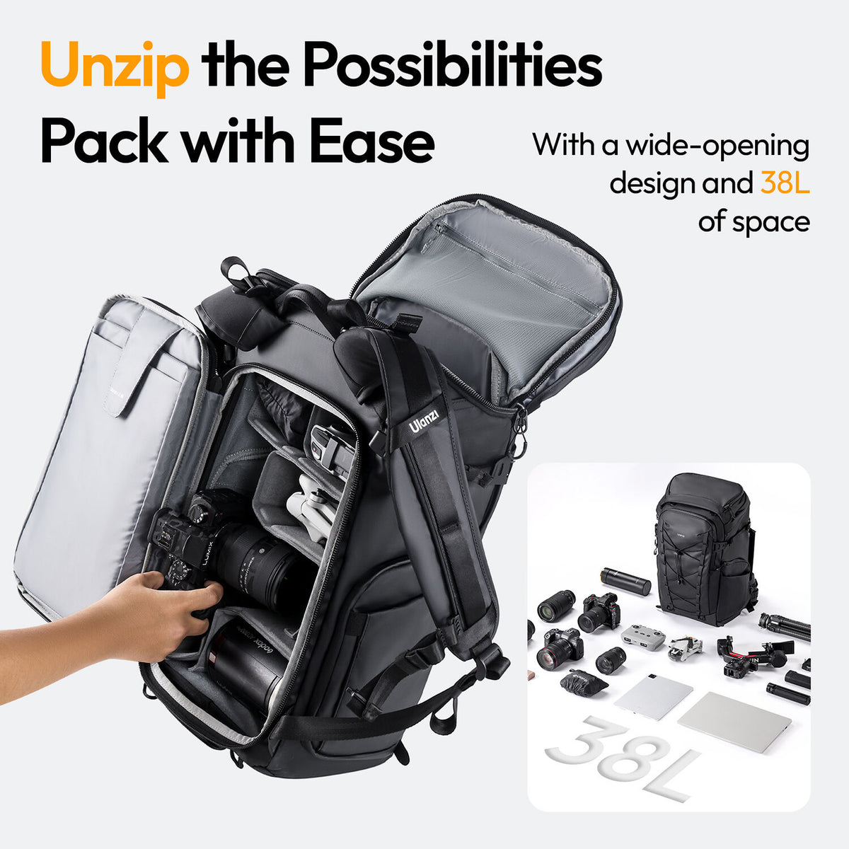 Mochila Ulanzi AB01 TAI Outdoor (38L) - en uso