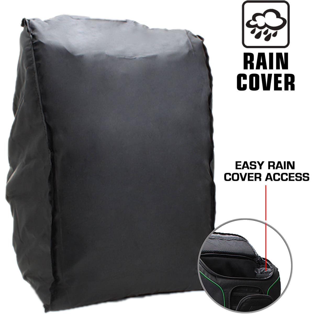 Mochila USA GEAR S17 (Negro/Interior Verde) - contenido de la caja