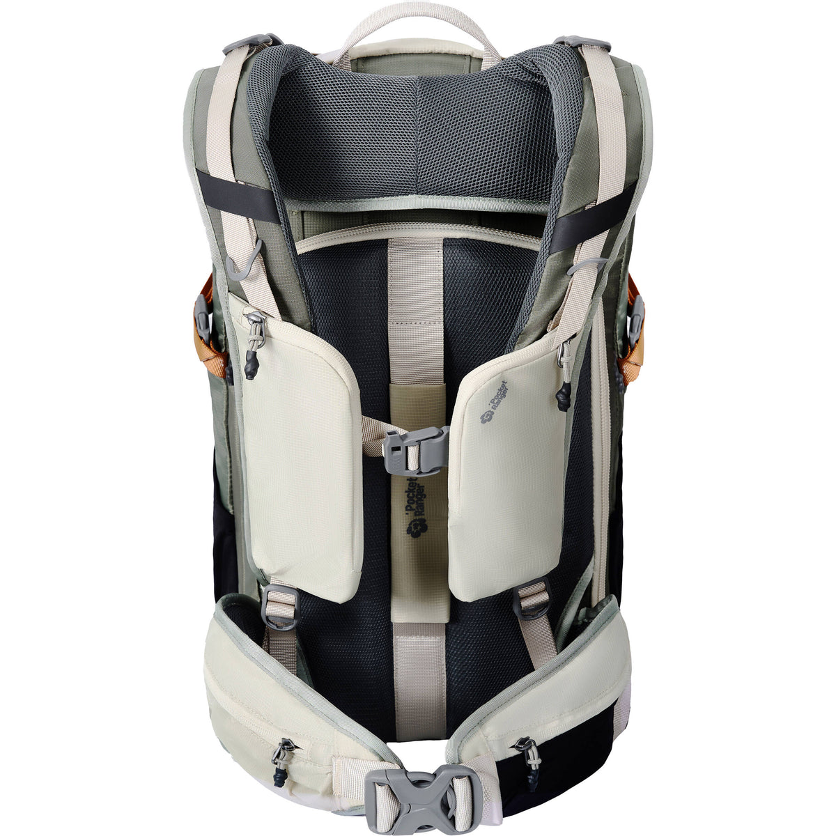 Mochila VSGO Pocket Ranger (25L, Off-Blanco & Verde) - vista trasera