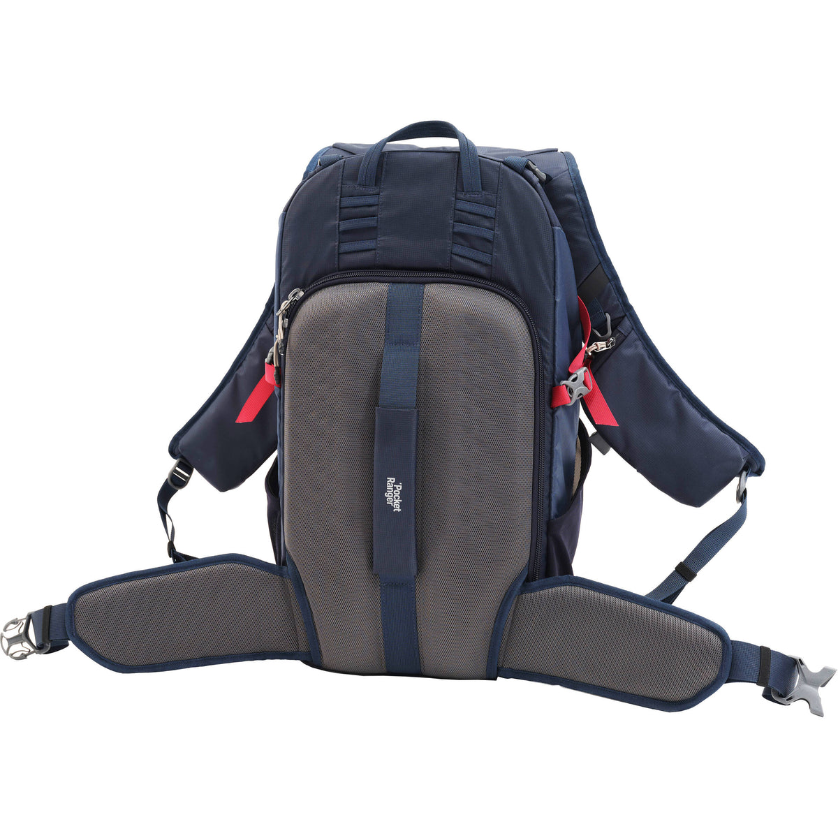 Mochila VSGO Pocket Ranger con inserto para cámara (35L, Azul Marino) - puertos y conexiones
