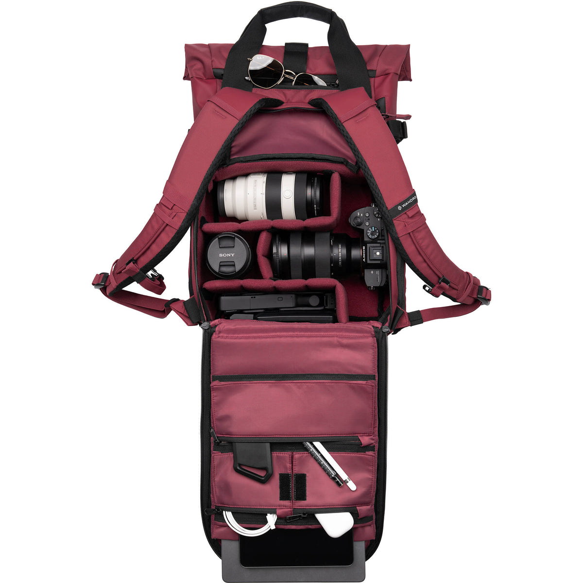 Mochila WANDRD PRVKE 15 Photo Bundle (Rhonde Burgundy, 15L) - vista frontal