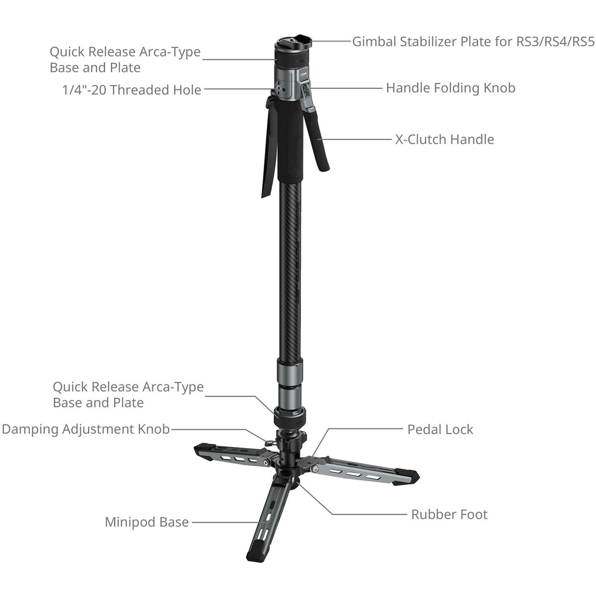 Monopié SmallRig TRIBEX PRO X-Clutch Hidráulico de Fibra de Carbono