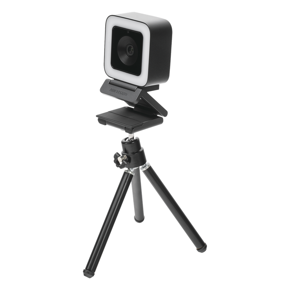 Audio y Video Hikvision - Cámara Web ALTA DENIFICIÓN (1080p) - Aro de Luz Interconstruido - Gran Angular - Micrófono Int