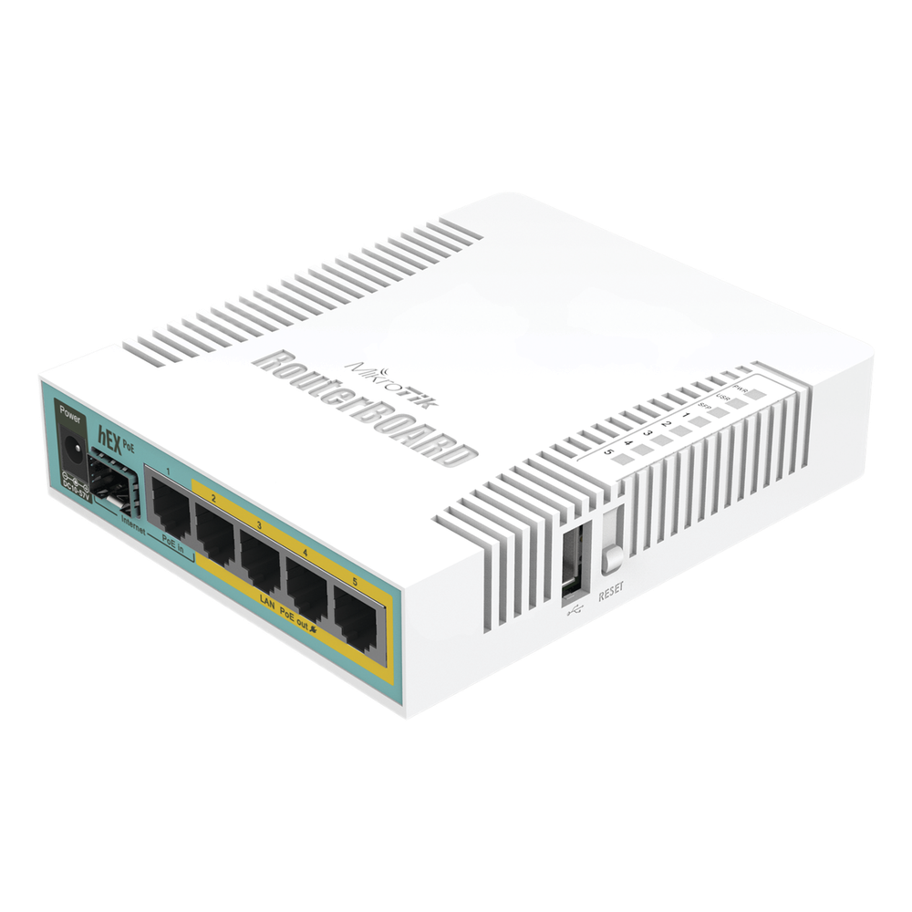Routerboard 5 puertos Gigabit Ethernet PoE 802.3at Mikrotik RB960PGS hEX PoE