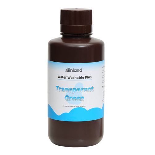 Resina 3D Inland Lavable con Agua Plus Verde transparente 1.0 kg — vista frontal