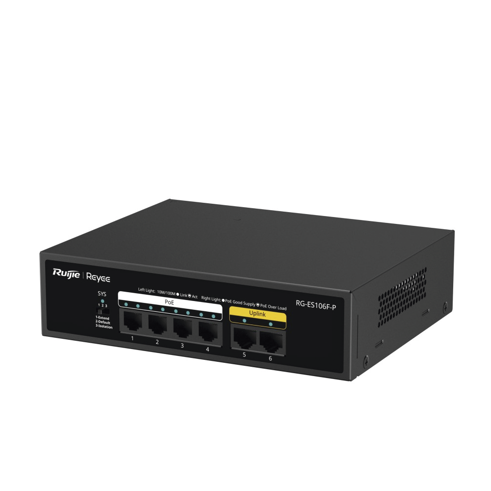 Switch PoE de 6 Puertos 10 Ruijie RG-ES106F-P