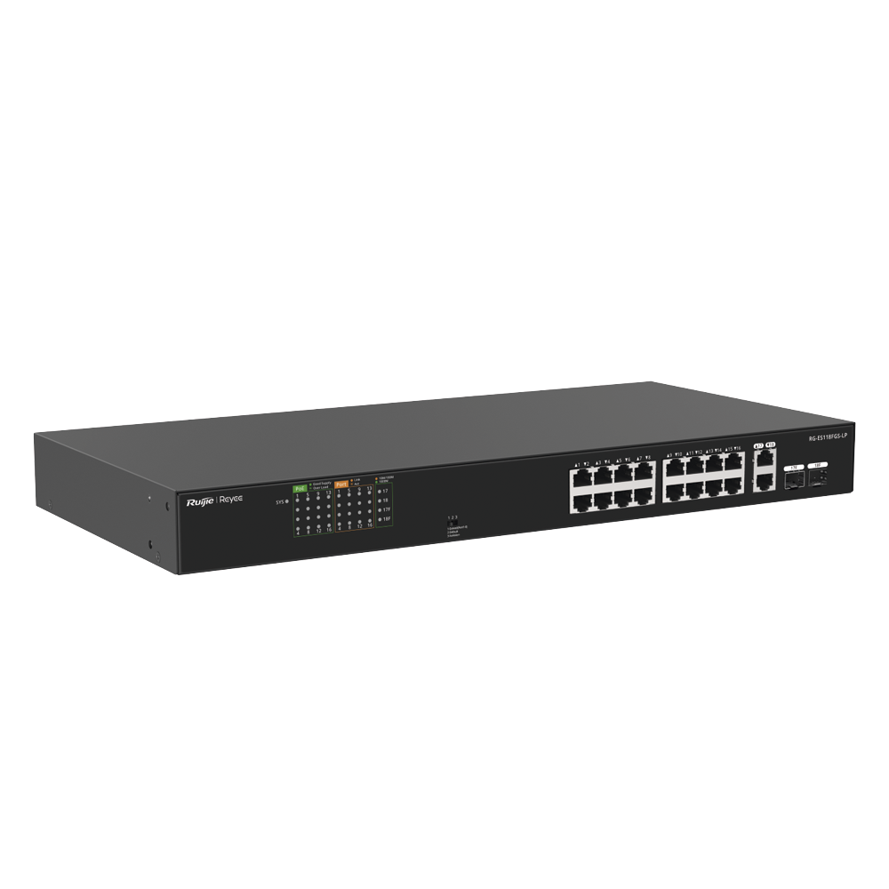 Switch PoE no administrable Ruijie RG-ES118FGS-LP 16 puertos