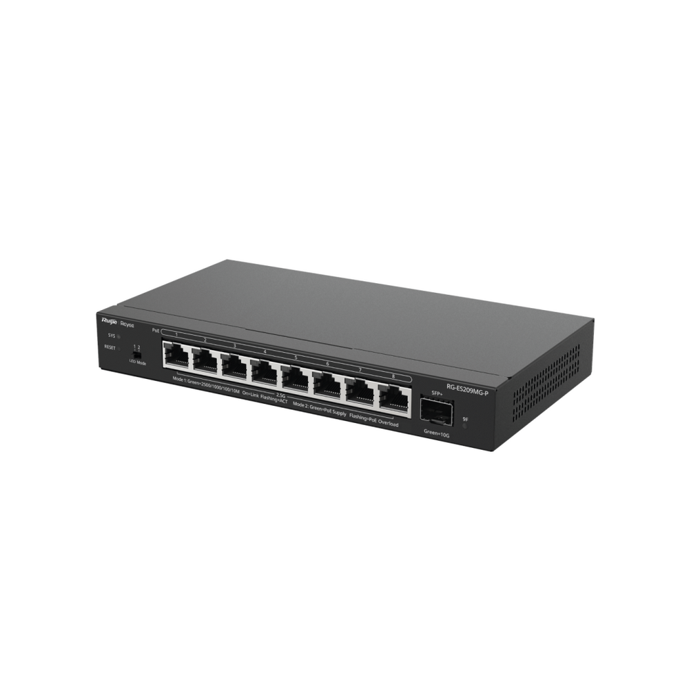 Switch Administrable Capa 2 con PoE+ Multi-Gigabit Ruijie RG-ES209MG-P 130 W 8 puertos 2.5 GB