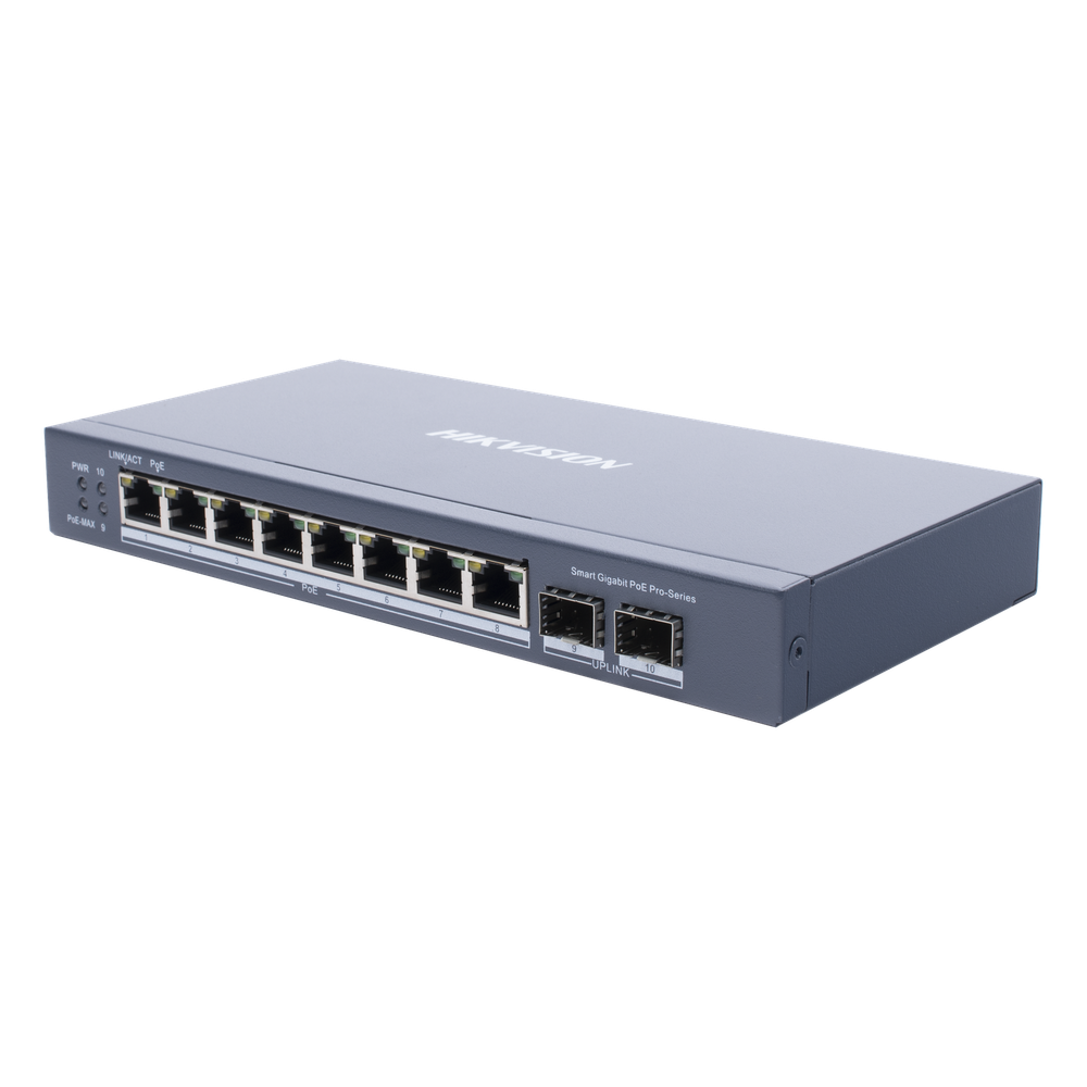 Switch PoE Hikvision - Switch Gigabit PoE+ - Administrable - 8 puertos 10 - 100 - DS-3E1510P-SI