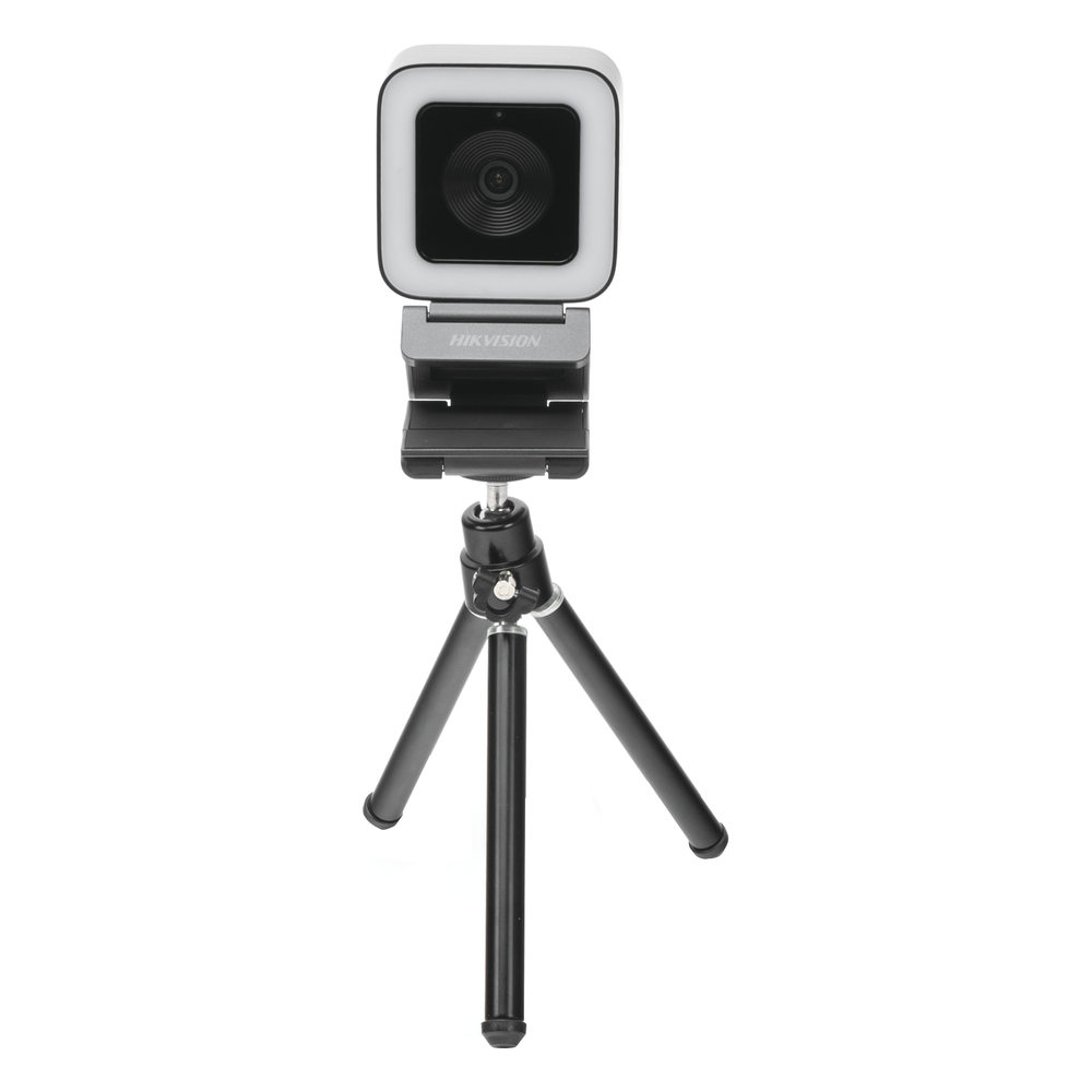 Audio y Video Hikvision - Cámara Web ALTA DENIFICIÓN (1080p) - Aro de Luz Interconstruido - Gran Angular - Micrófono Int