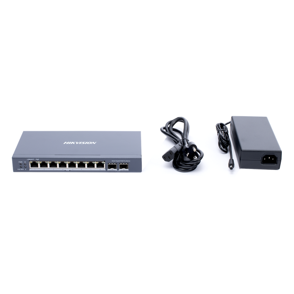 Switch PoE Hikvision - Switch Gigabit PoE+ - Administrable - 8 puertos 10 - 100 - DS-3E1510P-SI