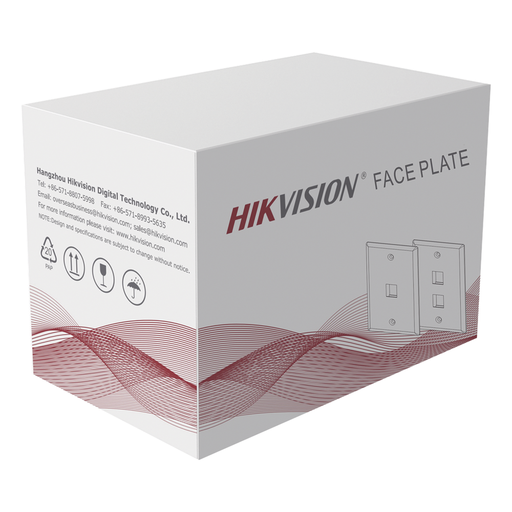 Cableado Estructurado Hikvision - Placa de Pared (Face Plate) - 2 Puertos - Color Blanco - Caja con 20 Piezas - DS-1FPA2