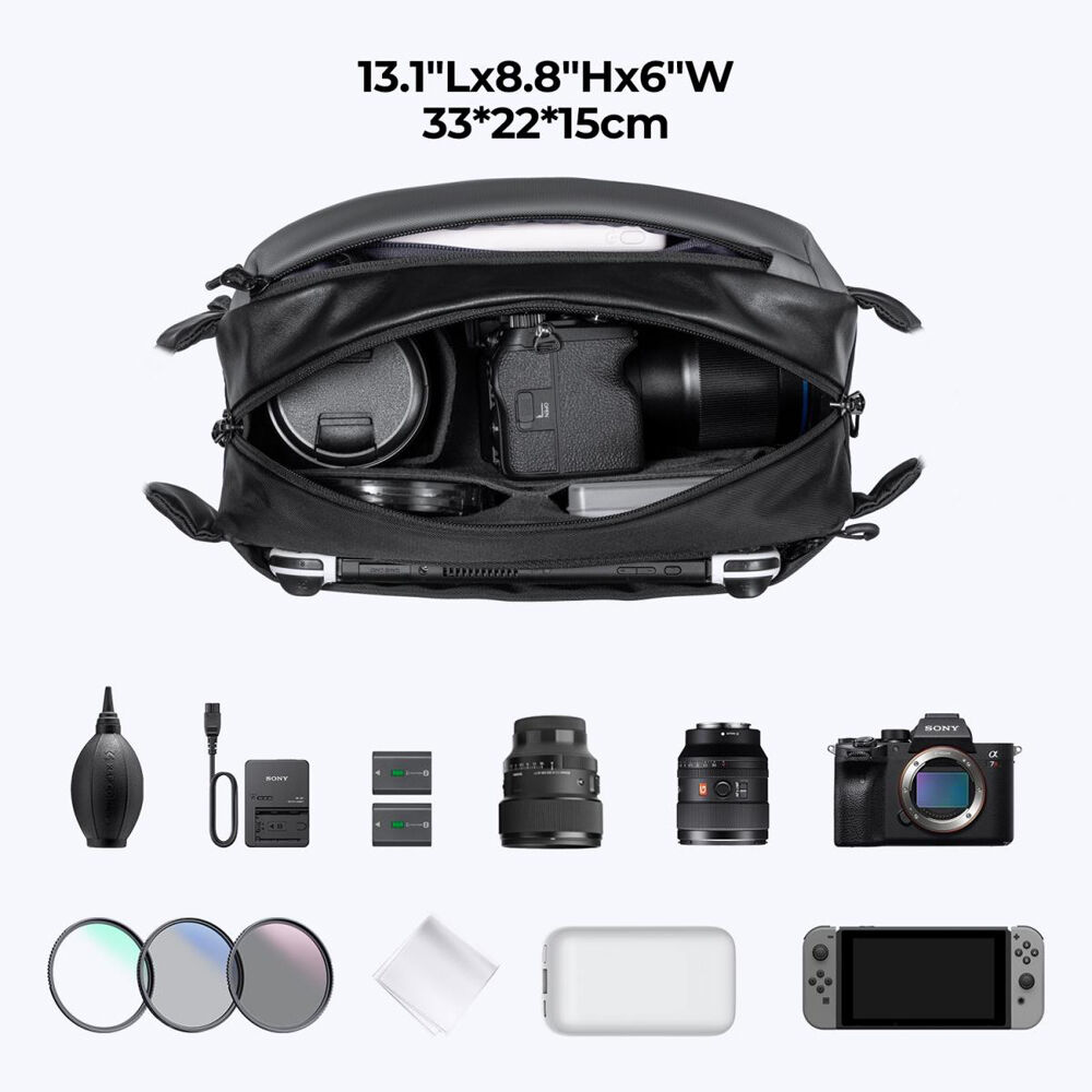 Sling K&F Concept Alpha (Plateado, 10L) - puertos y conexiones