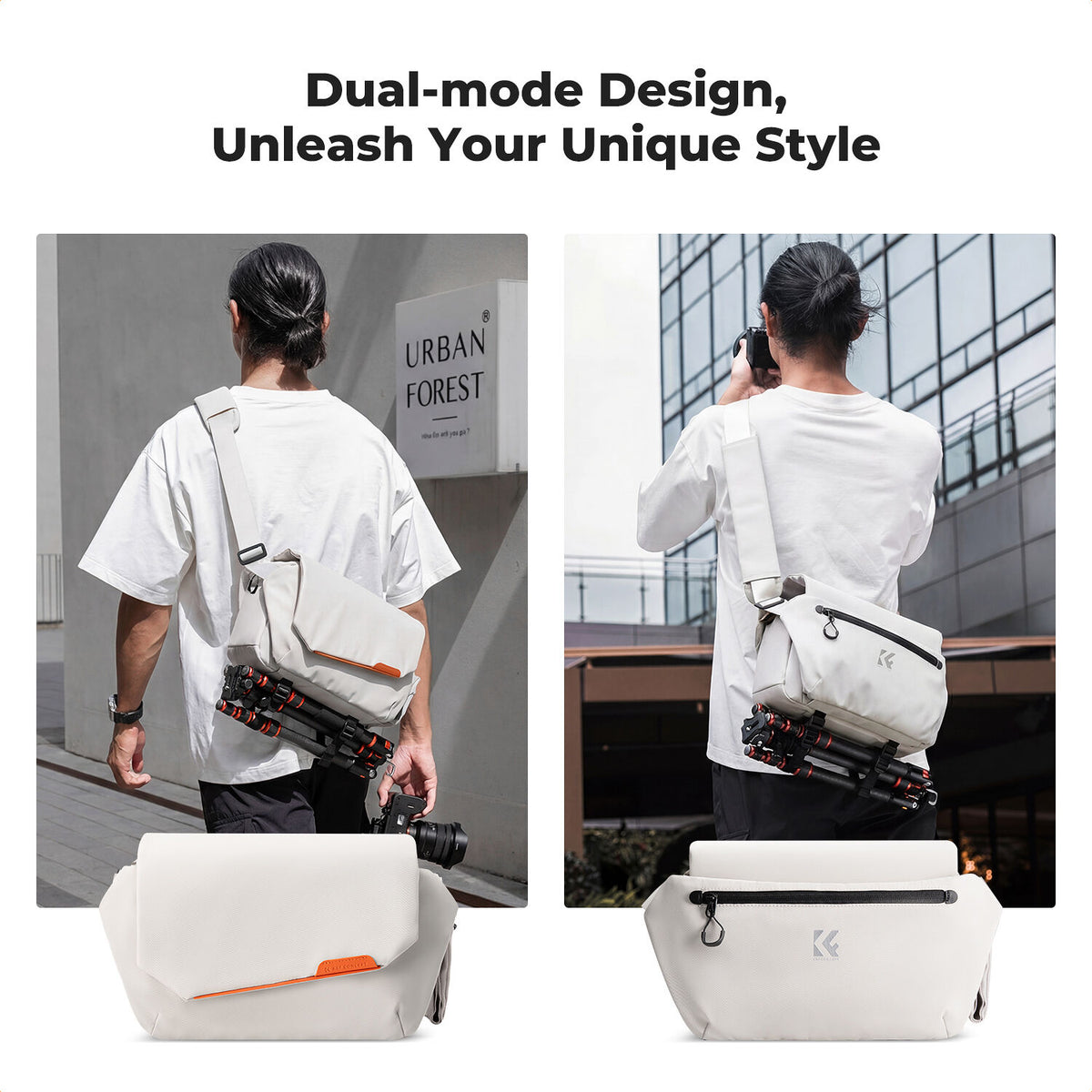 Sling K&F Concept Urban Wander 14 (Blanco, 10L) - vista lateral