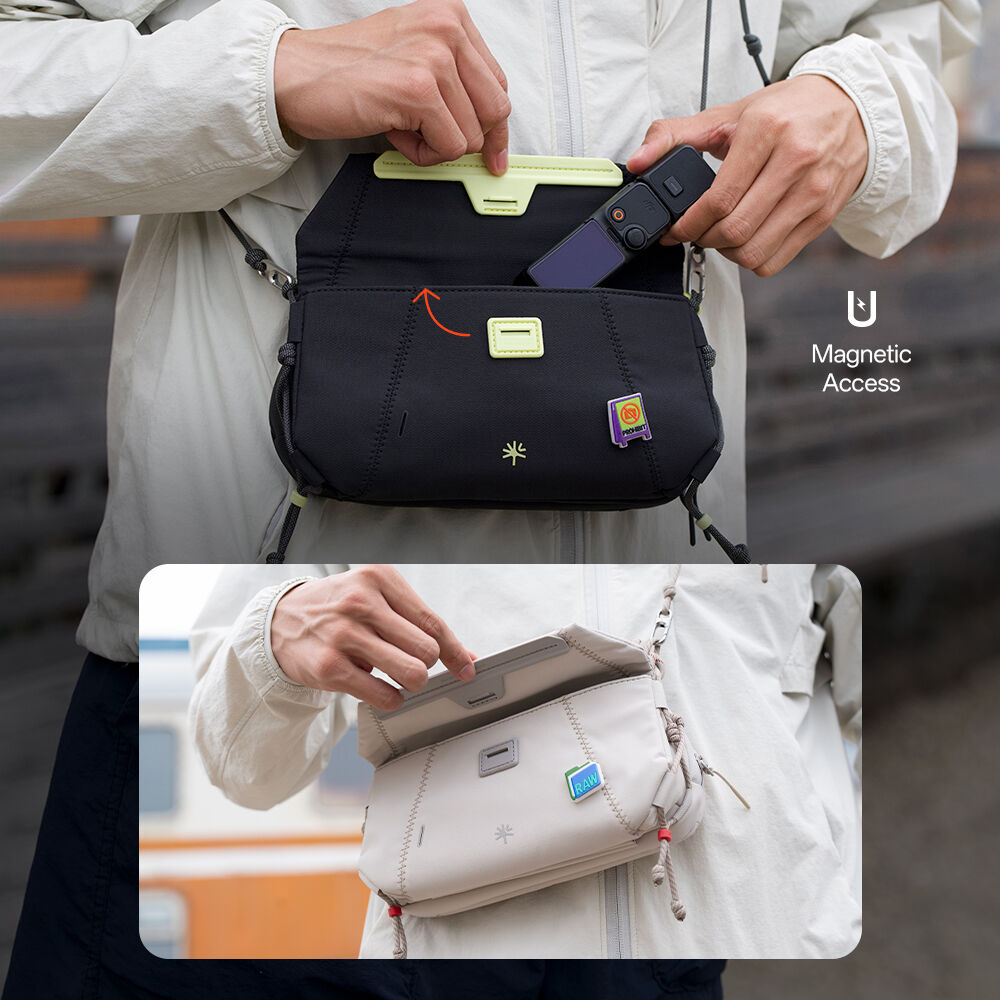 Sling PGYTECH OneGo Pocket (Line Verde, 2L) - puertos y conexiones
