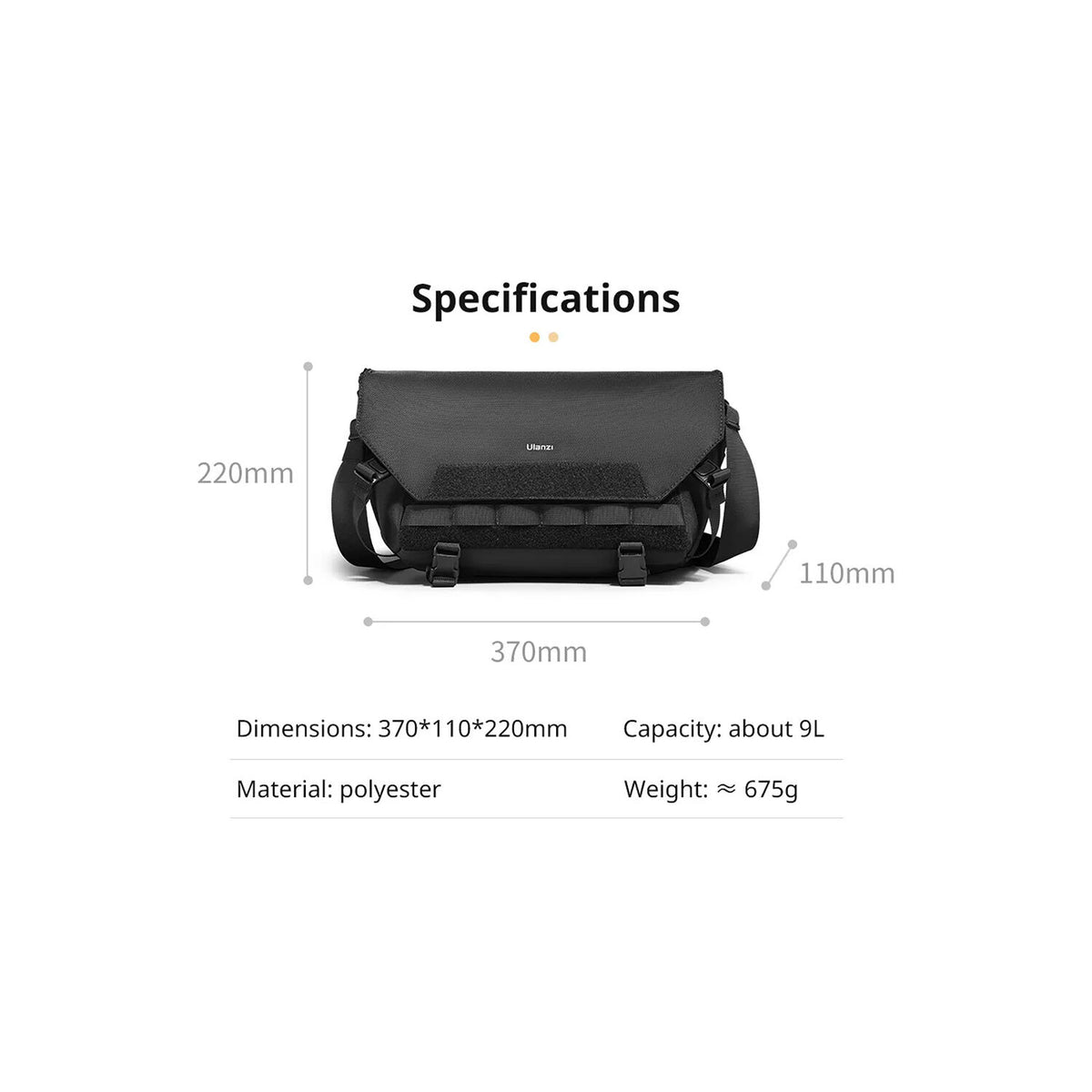 Sling Ulanzi BC08 (Negro, 9L) - contenido de la caja
