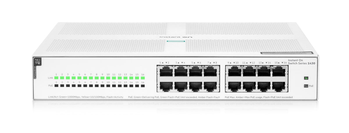 Switch de Red HPE Networking Instant On 1430 16G Class4 PoE 124W Switch - vista 3