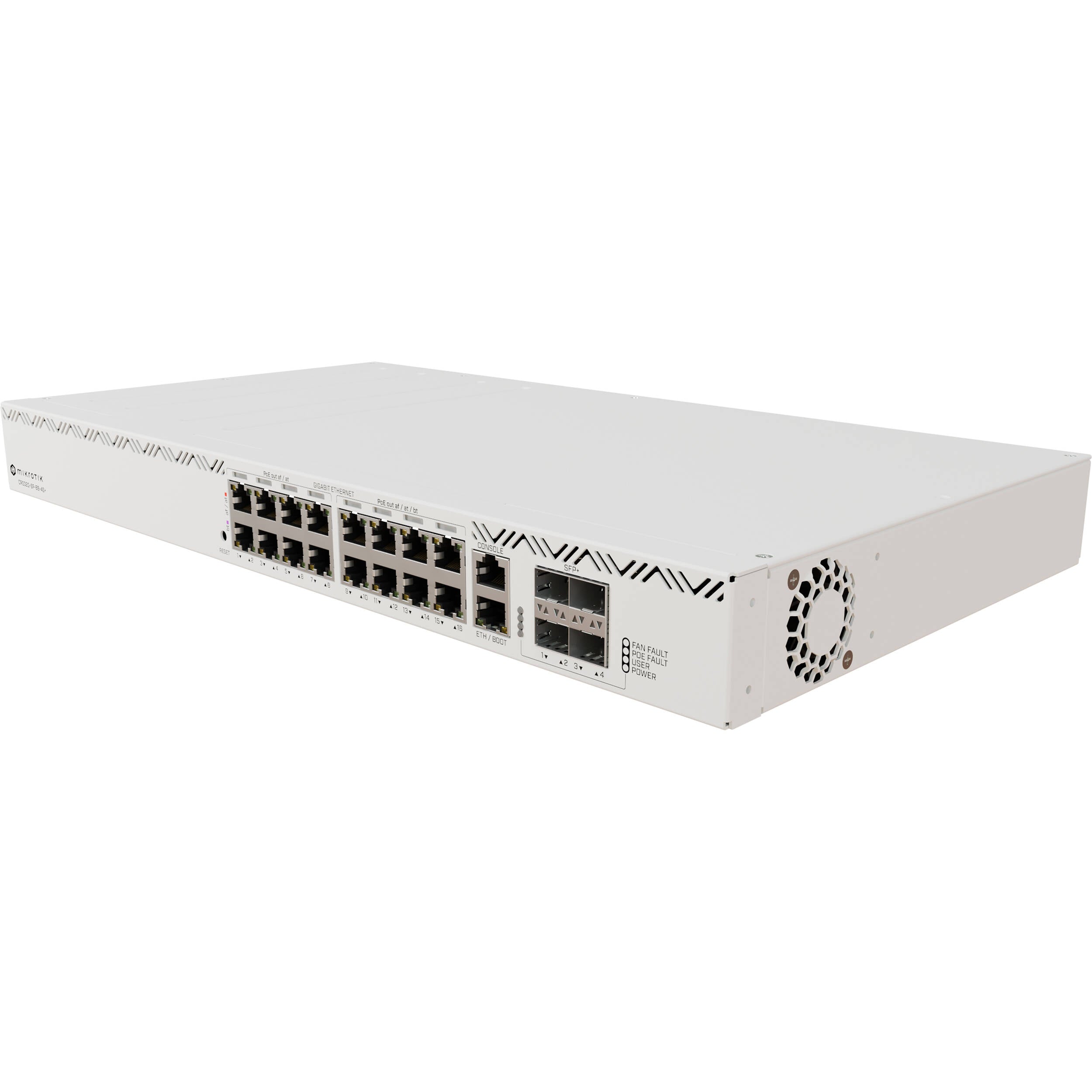 Switch de Red MikroTik CRS320-8P-8B-4S+RM 17-Port Gigabit PoE++ Compliant Managed Network Switch - vista frontal