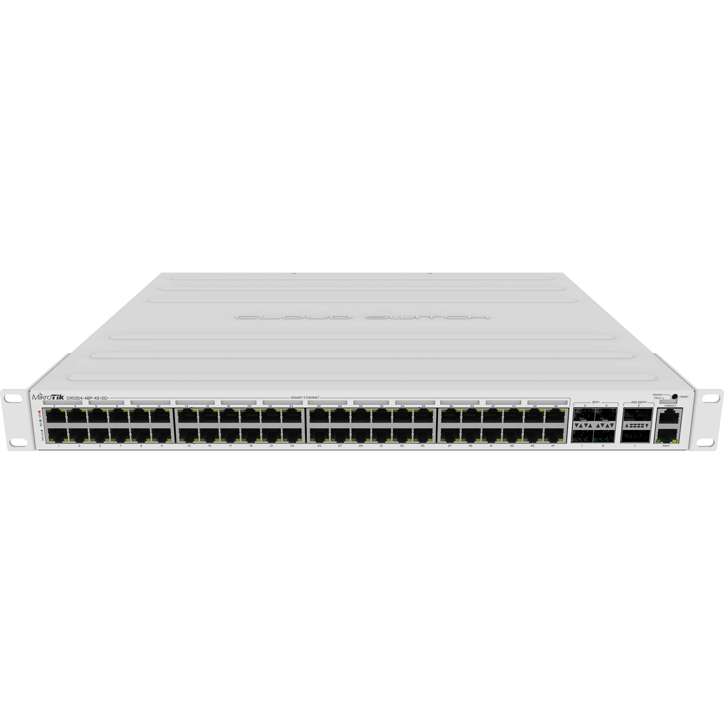 Switch de Red MikroTik CRS354-48P-4S+2Q+RM 48-Port Gigabit PoE+ Compliant Managed Network Switch - vista trasera