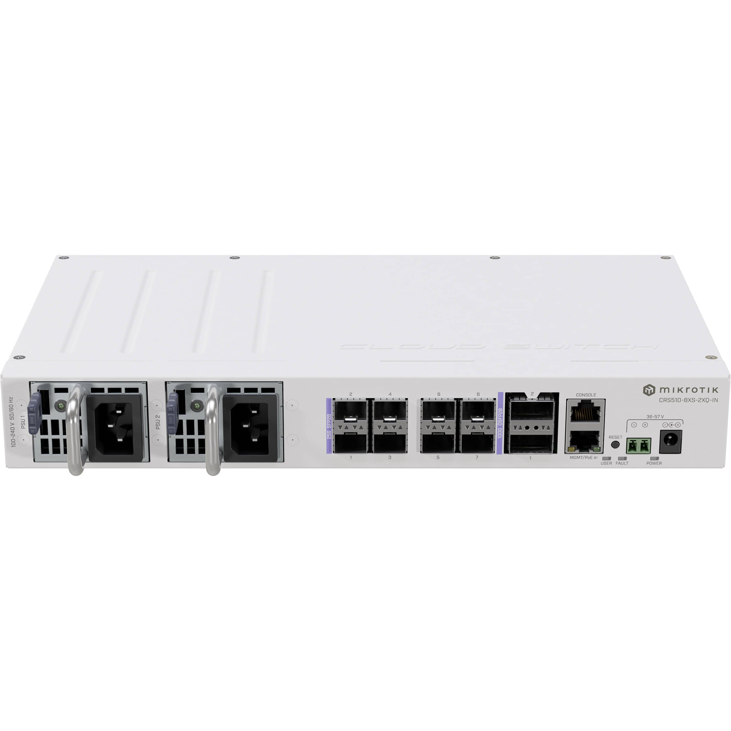 Switch de Red MikroTik CRS510-8XS-2XQ-IN 8-Port 25G SFP28 / 2-Port 100G QSFP28 Managed Network Switch - vista principal