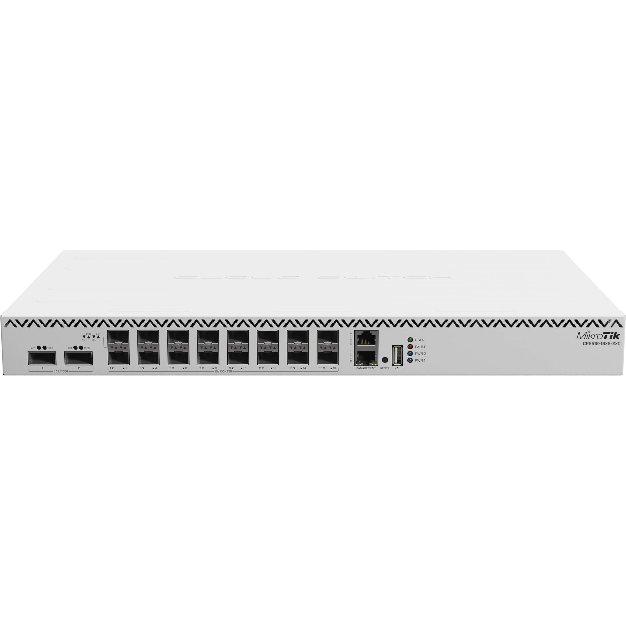 Switch de Red MikroTik CRS518-16XS-2XQ-RM 16-Port 25G SFP28 / 2-Port 100G QSFP28 Managed Network Switch - vista principal