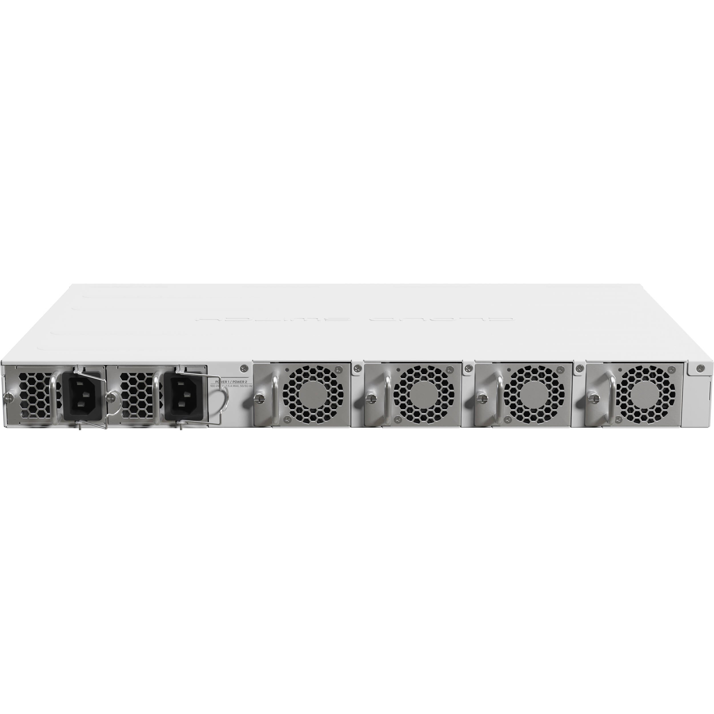 Switch de Red MikroTik CRS518-16XS-2XQ-RM 16-Port 25G SFP28 / 2-Port 100G QSFP28 Managed Network Switch - vista trasera