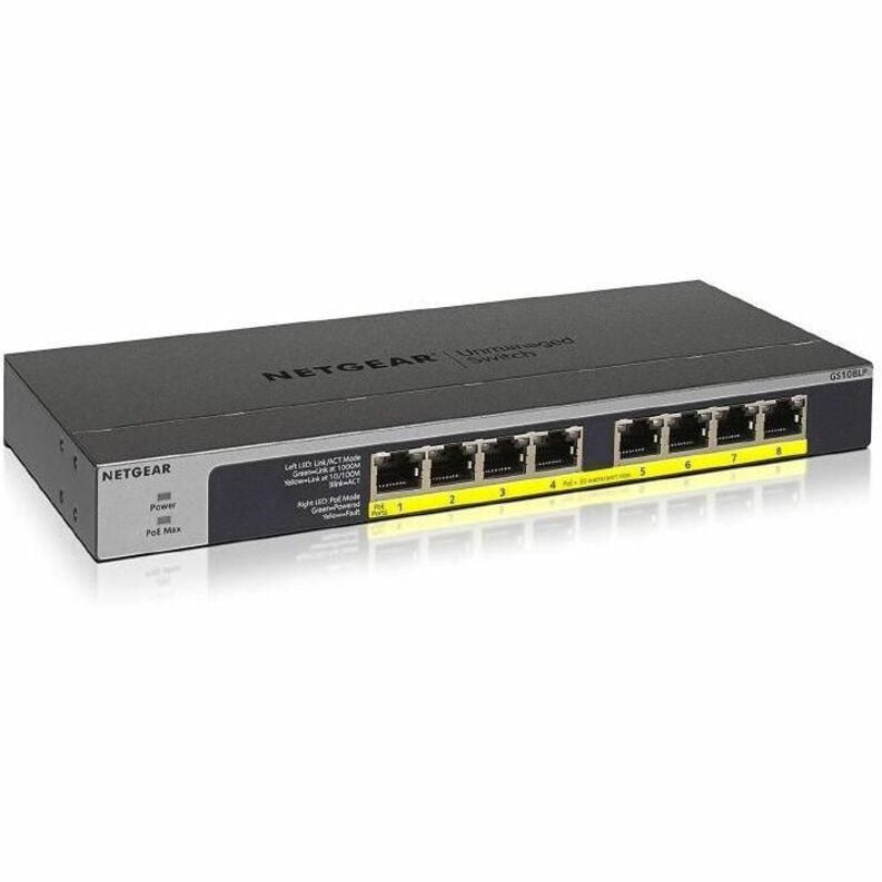 Switch de Red Netgear 8-Port PoE/PoE+ Gigabit Ethernet Unmanaged Switch (GS108LP) - vista 1