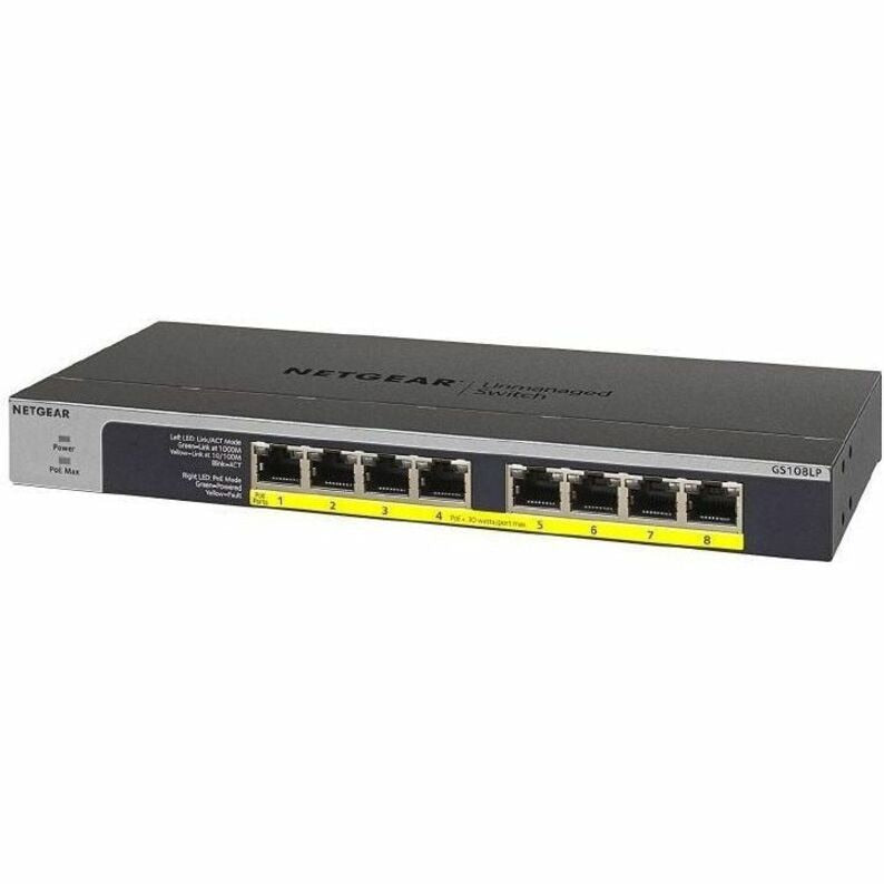 Switch de Red Netgear 8-Port PoE/PoE+ Gigabit Ethernet Unmanaged Switch (GS108LP) - vista 6