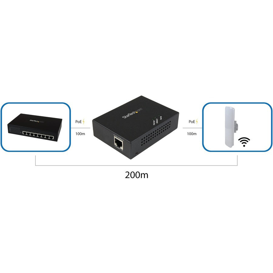 Switch de Red StarTech.com StarTech 1 Port Gigabit PoE+ Extender - vista 4