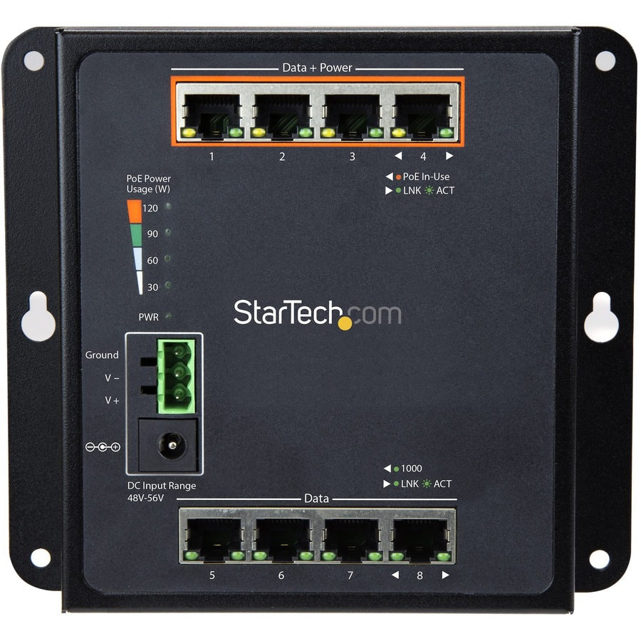 Switch de Red StarTech.com StarTech Industrial 8 Port Gigabit PoE Switch - vista 3