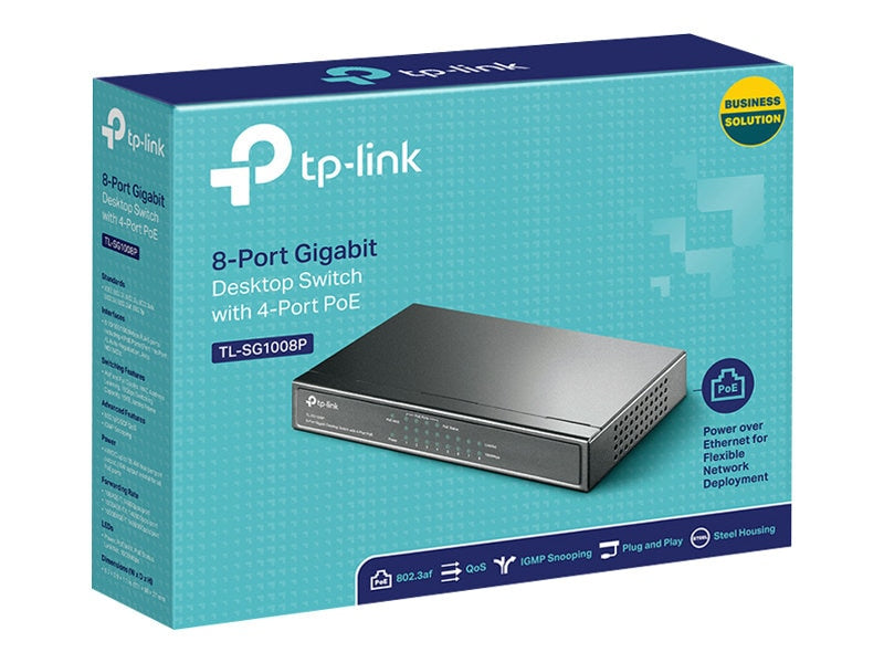 Switch de Red TP-Link 8 Port Gigabit Switch (TL-SG1008P) w/4 PoE+ Ports 64W Plug & Play - vista 4