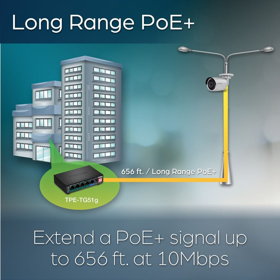 Switch de Red TRENDnet 5-Port Gigabit PoE+ Switch - vista 5
