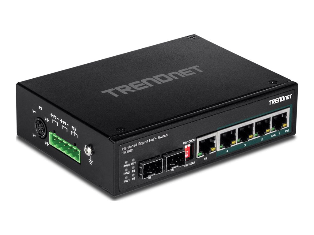Switch de Red TRENDnet 6-Port Hardened Industrial Gigabit PoE+ DIN-Rail Switch - vista 5