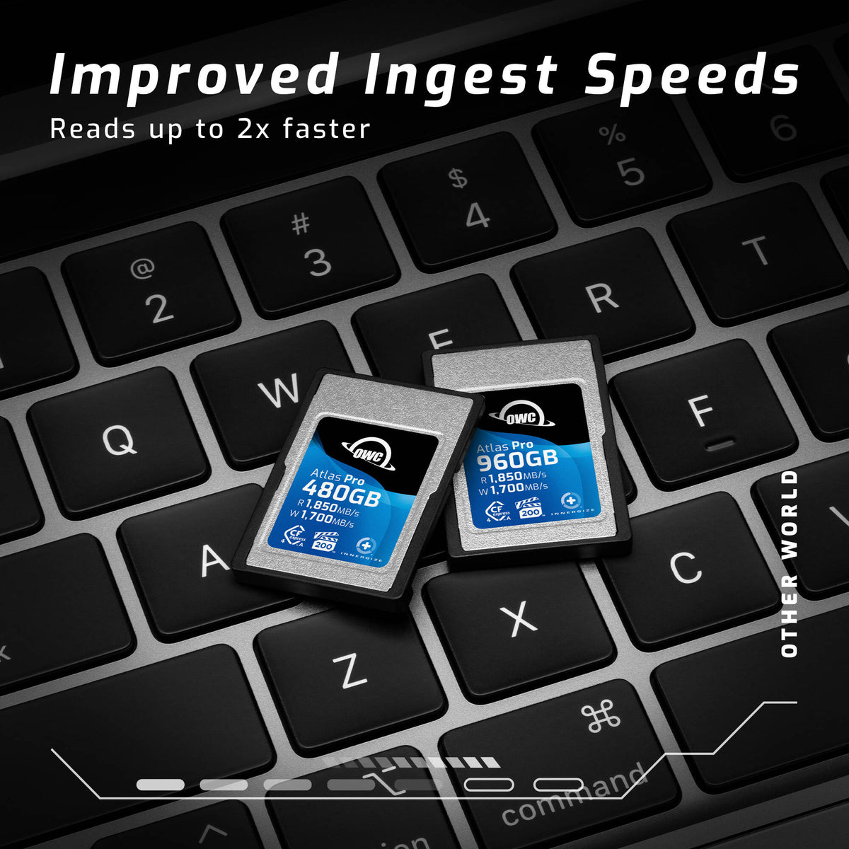 Tarjeta CFexpress Type A OWC 960GB Atlas Pro CFexpress 4.0 Type A - vista lateral