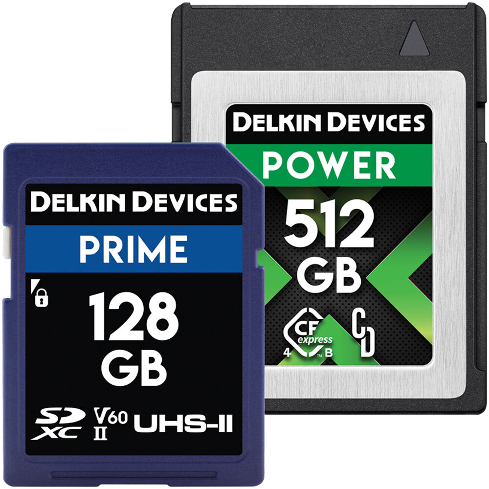 Tarjeta CFexpress Type B Delkin Devices 512GB POWER CFexpress 4.0 Type B & 128GB PRIME UHS-II SDXC Bundle - vista principal