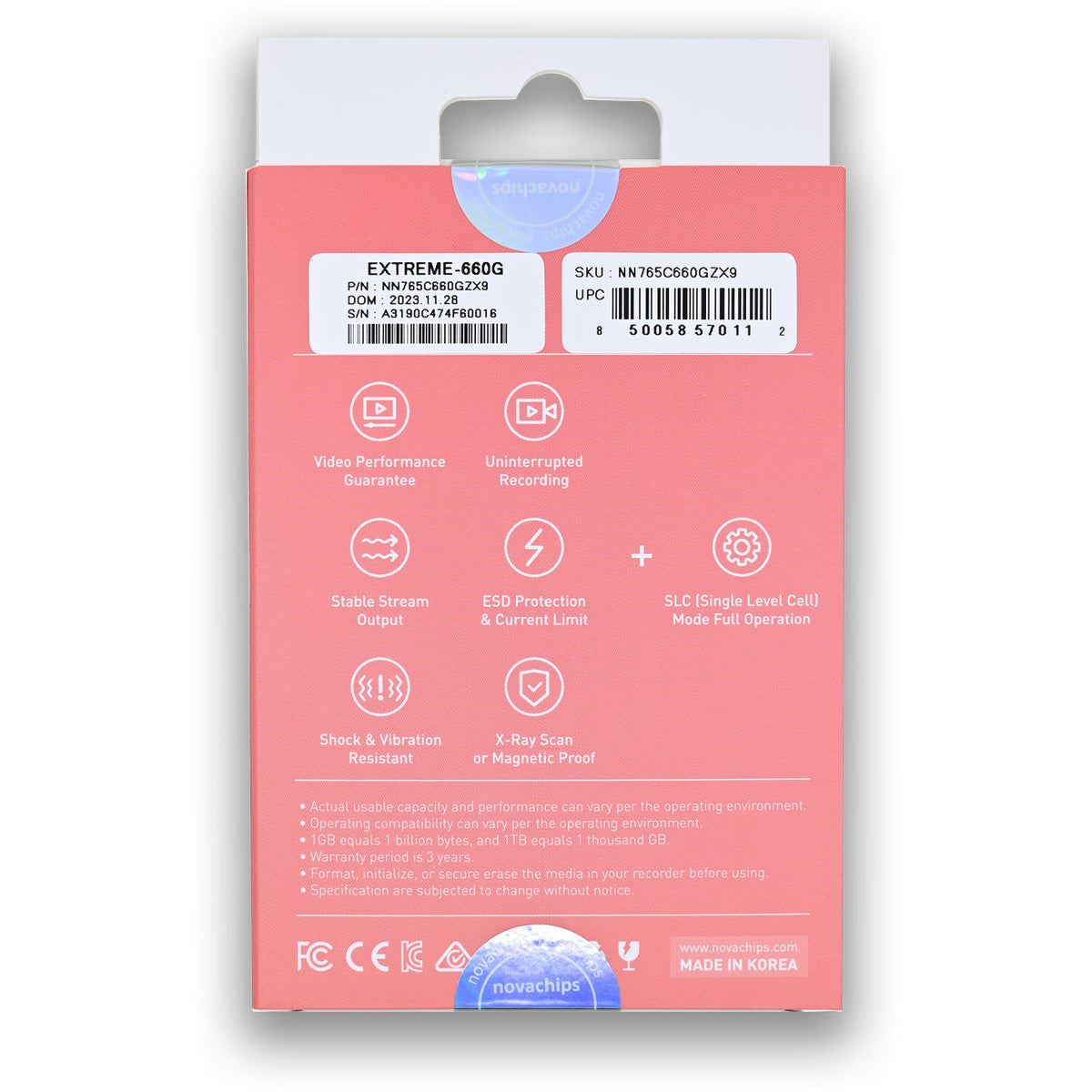 Tarjeta CFexpress Type B Novachips 660GB Extreme Serie CFexpress 2.0 Type B - vista trasera