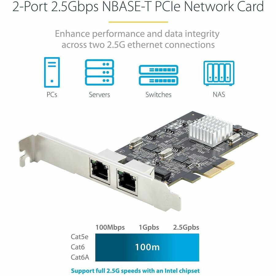 Tarjeta de Red StarTech.com StarTech 2-Port 2.5Gbps PCIe Network Card - vista 2