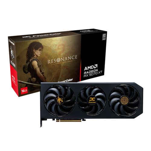 Tarjeta de Video PowerColor AMD Radeon RX 9070 XT Hellhound Resonance Edition OC 16GB — vista posterior